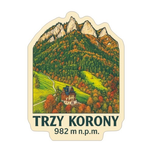 Przejdź do produktu Naklejka Trzy Korony ze schroniskiem - 8 cm