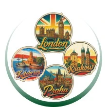 Miasta świata i Polski 8 cm retro