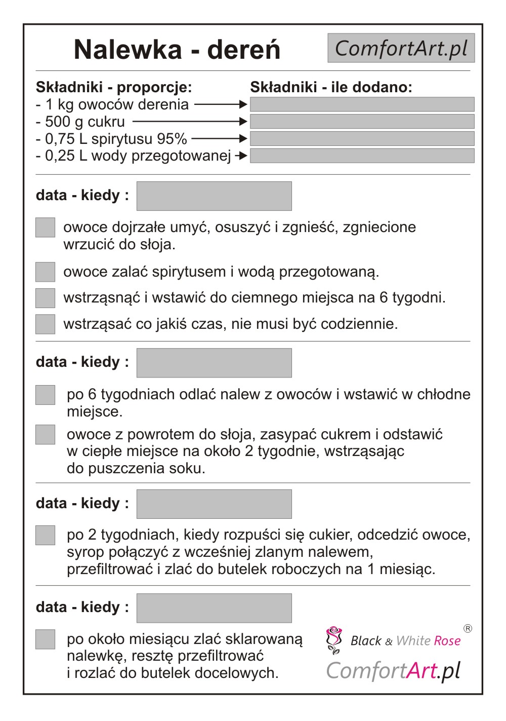 nalewka dereniowa terminarzyk