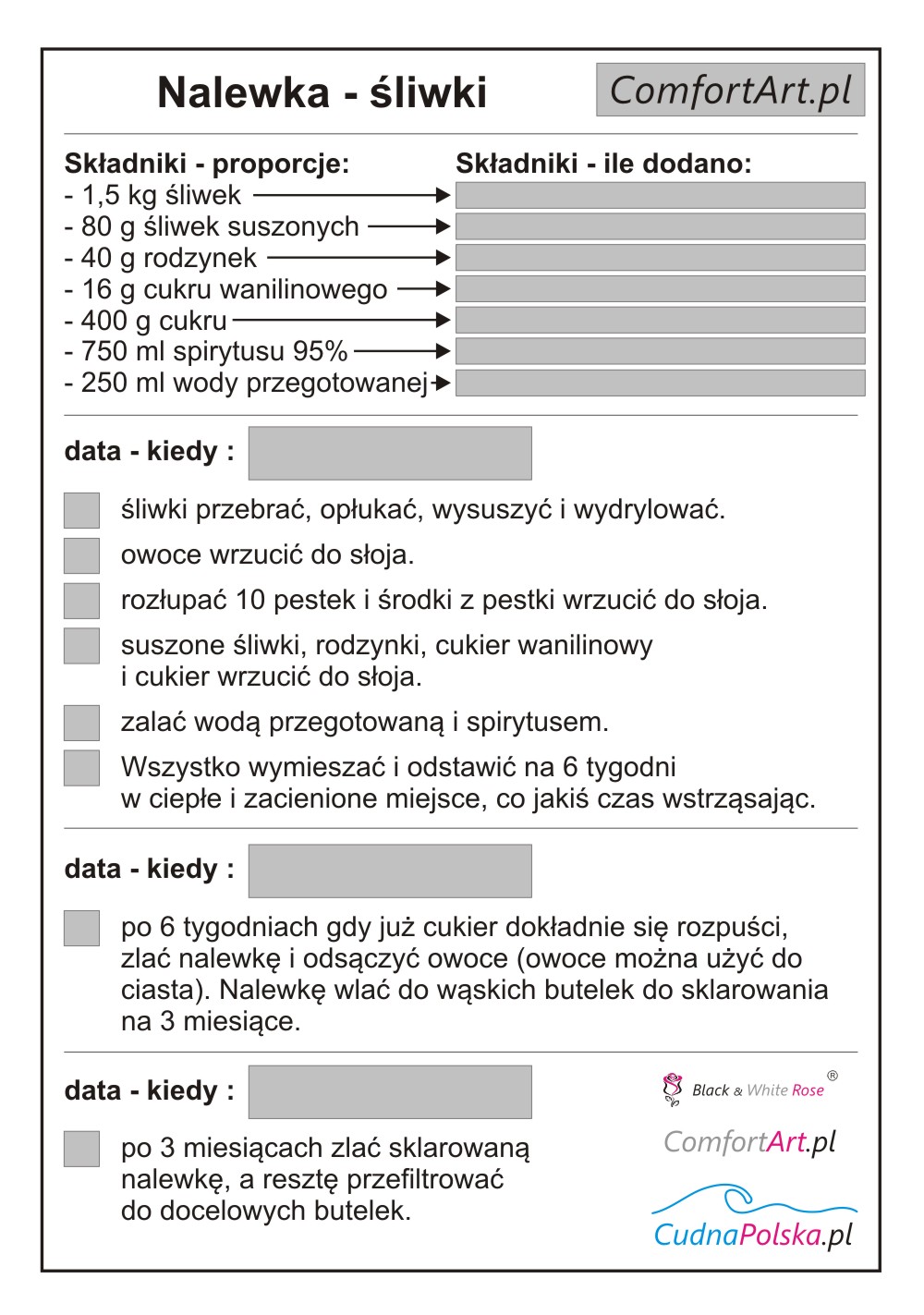 nalewka śliwkowa terminarzyk